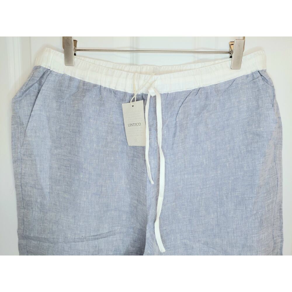 LINTICO NWT Light Blue 100% Europ Linen Wide Leg Drawstring Pants Size XL Luxury - Picture 3 of 15